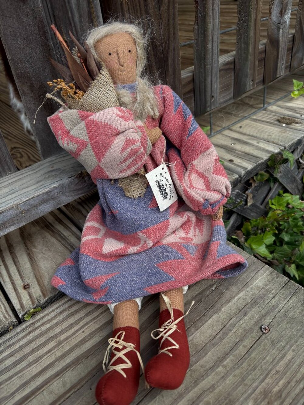 Sharon Andrews Harvest Spirit Primitive Folk Art Doll 20" Rustic Country Decor